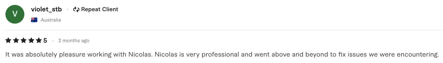 Fiverr Feedback screenshot 2