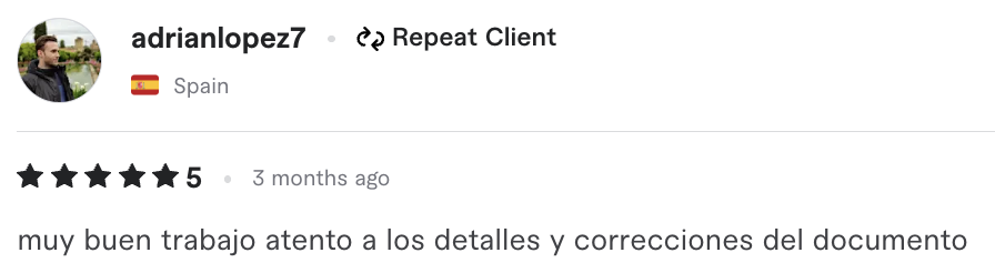 Fiverr Feedback screenshot 3