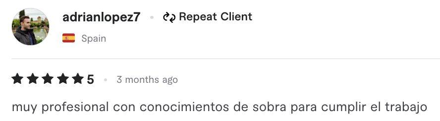 Fiverr Feedback screenshot 4