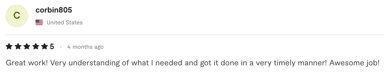 Fiverr Feedback screenshot 5