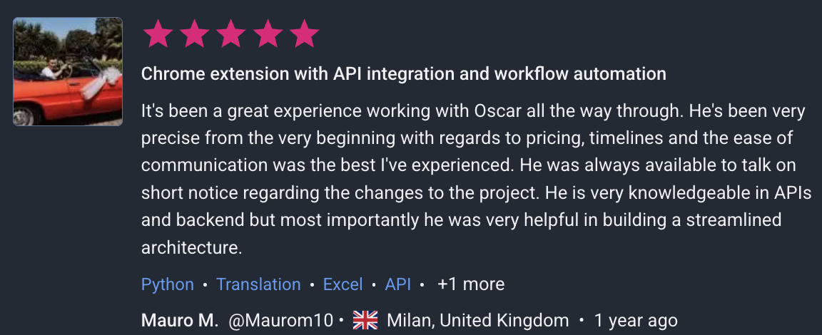 Freelancer.com Feedback screenshot 3
