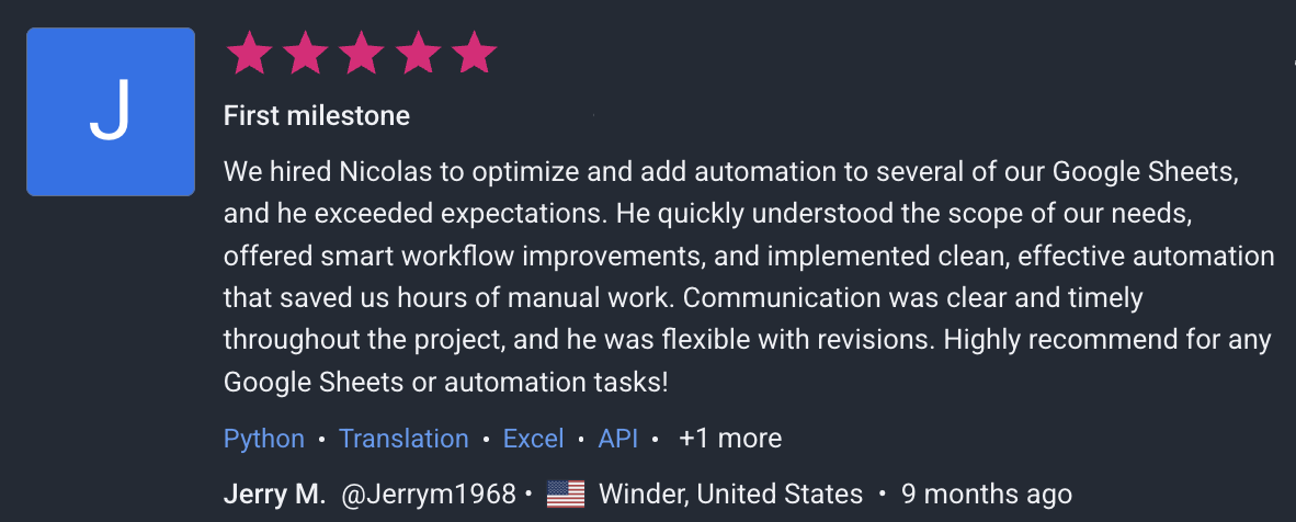Freelancer.com Feedback screenshot 4