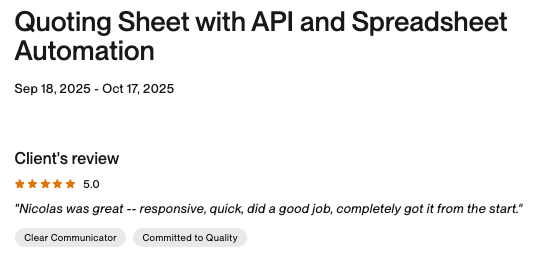 Upwork Feedback screenshot 1
