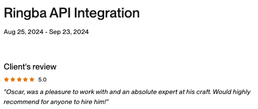 Upwork Feedback screenshot 10