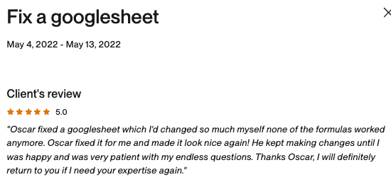Upwork Feedback screenshot 19