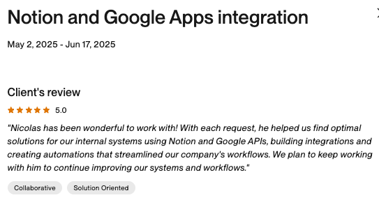 Upwork Feedback screenshot 4