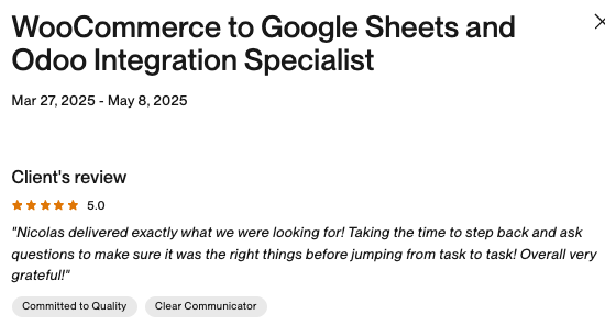 Upwork Feedback screenshot 5