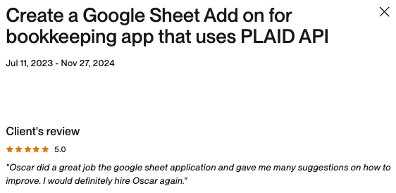 Upwork Feedback screenshot 7
